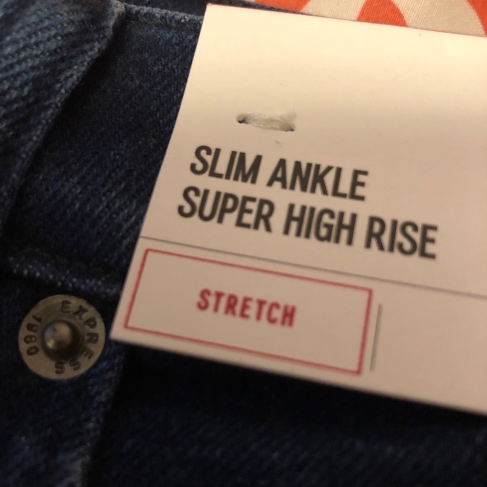 Express Highwaisted Dark Wash Slim Ankle Jeans - Picture 5 of 6